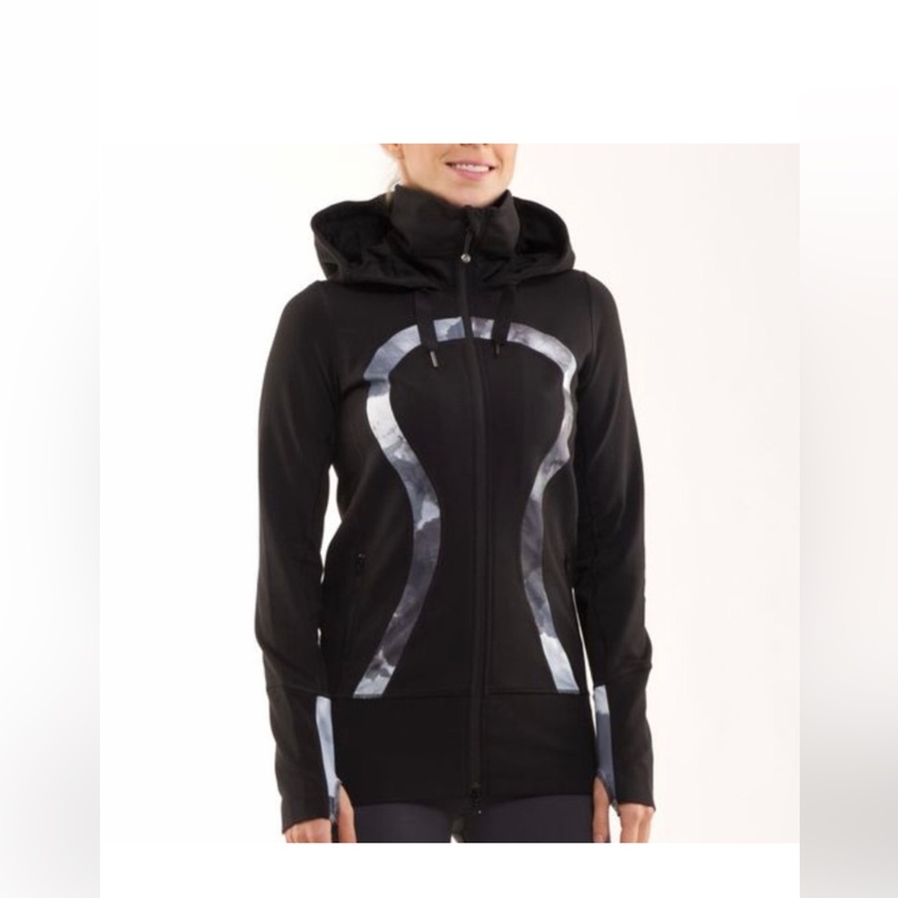 Women’s Black Hooded Athletic Jacket with Reflective Accents